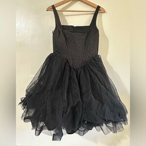 STAUD Elegant Black Tulle Dress
